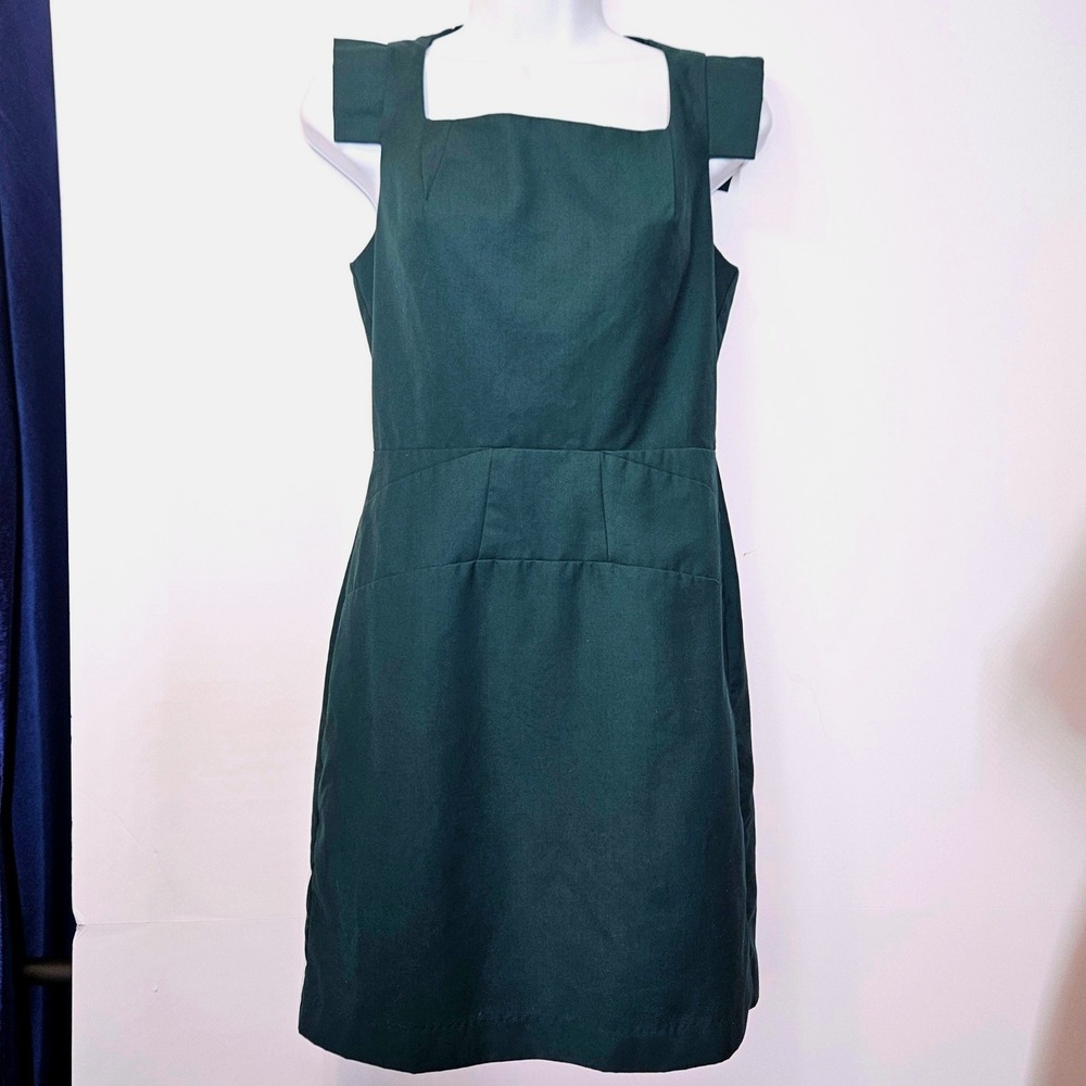 Love21 Teal Green Cap Sleeve Fitted Sheath Dress Square Neck Above Knee Sz 0